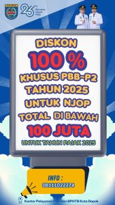 Hadiah Spesial Hari Jadi ke-26, Pemkot Depok Gratiskan PBB-P2 untuk NJOP di Bawah Rp 100 Juta
