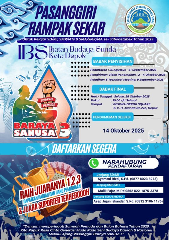 Ikatan Budaya Sunda ( IBS ) Kota Depok Gelar PASANGGIRI RAMPAK SEKAR  BARAYA SANUSA Ke 3 Se-Jabodetabek 2025
